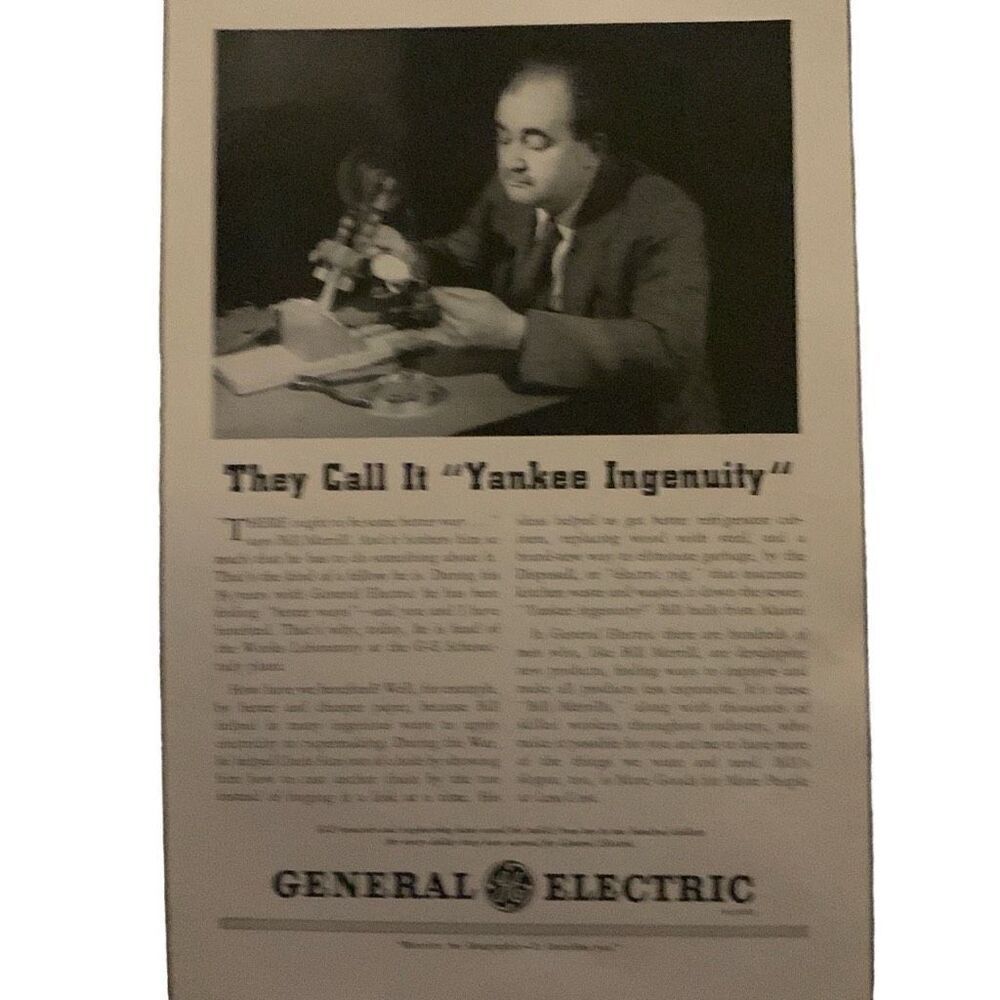 Vintage 1939 General Electric Yankee Ingenuity Ad Advertisement